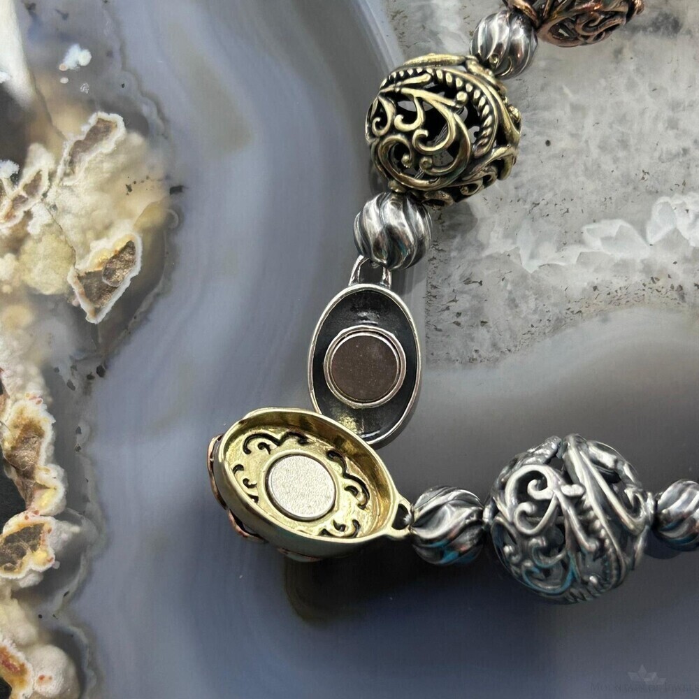Carolyn Pollack Sterling, Brass, Copper Decorated Swirl Beads Bracelet For Women - Picture 8 of 10